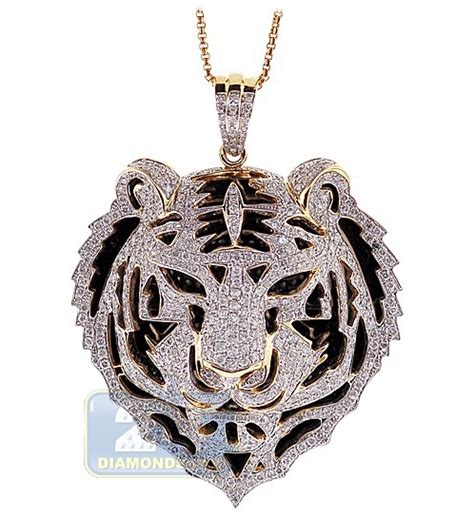 Vivienne Tiger Pendant, Yellow Gold, White Gold  